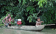 Dugout canoe as public transport - Mamberamo, Papua